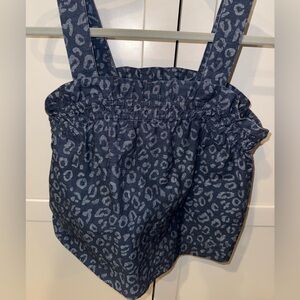 Joie | Leopard Print Smocked Cami Tank – Blue – Size XS 🐆 💙